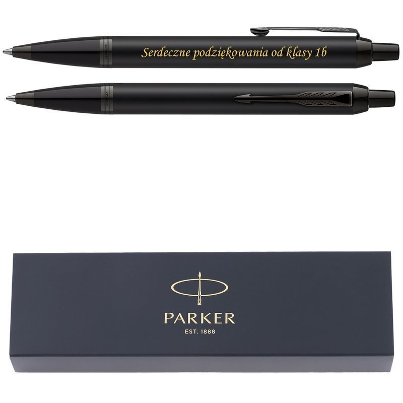 Parker IM Achromatic czarny z grawerem – prezent firmowy