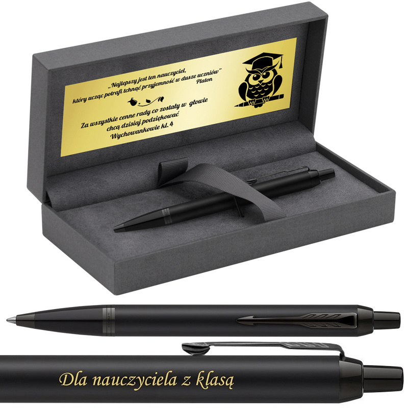 Prezent dla nauczyciela: Parker IM Achromatic Black z grawerem
