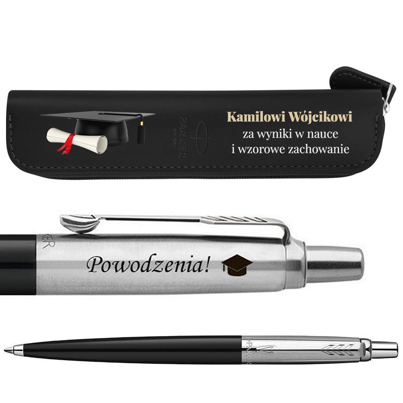 Długopis Parker Jotter Black CT z grawerem + personalizowane etui – wyjątkowa nagroda za wyniki w nauce