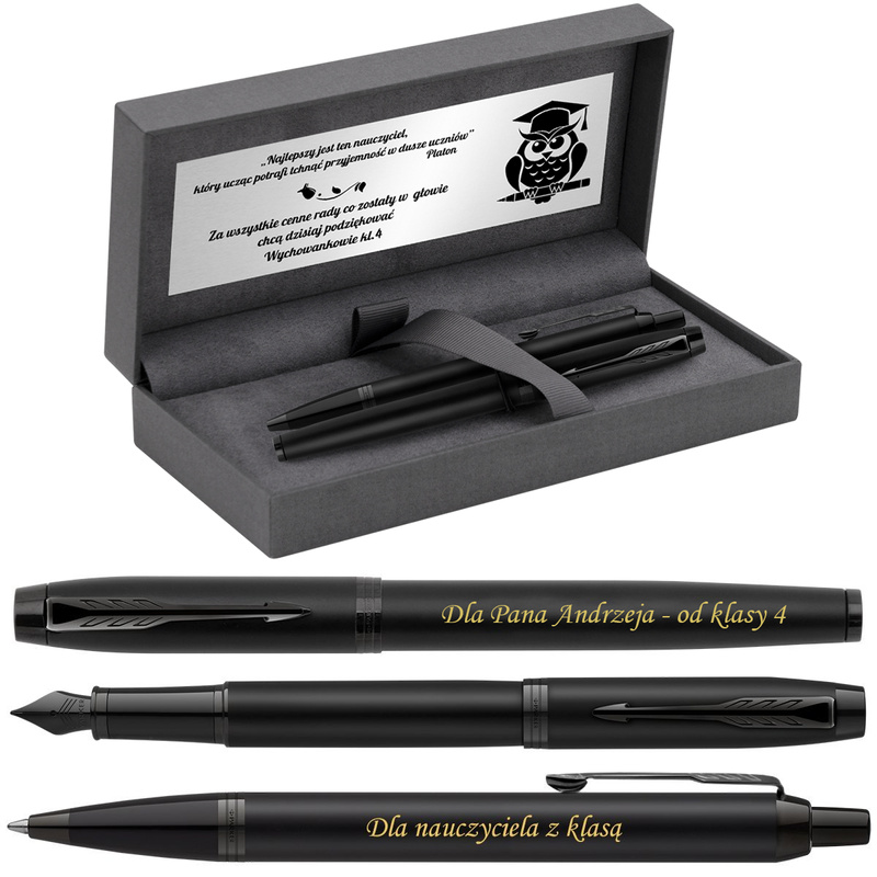 Zestaw Parker IM Achromatic Black dla nauczyciela z grawerem
