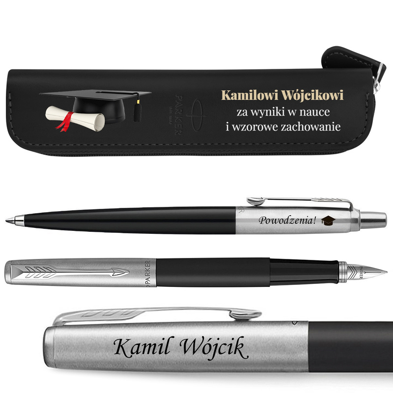 Nagroda szkolna: zestaw Parker Jotter Czarny CT z grawerem