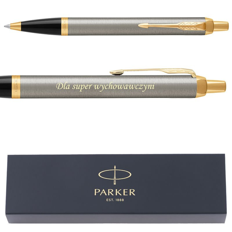 Długopis Parker IM Brushed Metal GT w kolorze szampana z grawerem