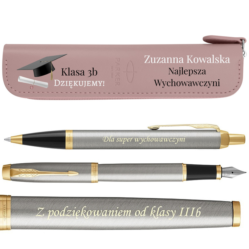Zestaw pióro wieczne i długopis Parker IM Brushed GT z grawerem