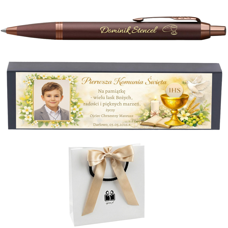 Długopis Parker IM Monochrome Burgundy z grawerem – elegancki prezent na Pierwszą Komunię Świętą