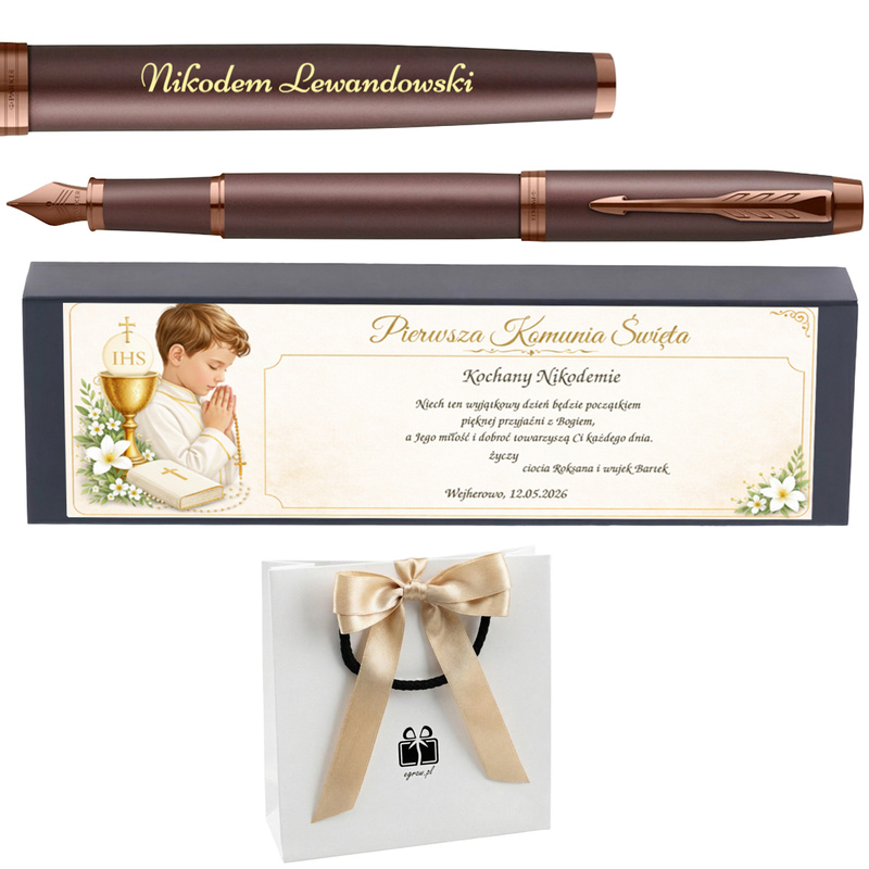 Pióro wieczne Parker IM Monochrome Burgundy z grawerem – elegancki prezent na Pierwszą Komunię Świętą