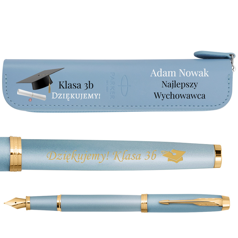Pióro Parker IM Turquoise Green GT z grawerem + etui – elegancki prezent