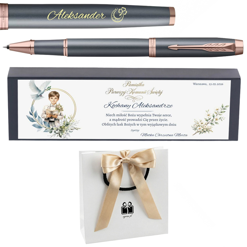 Pióro kulkowe Parker IM Rituals Turquoise Slate z grawerem – elegancki prezent na Pierwszą Komunię Świętą