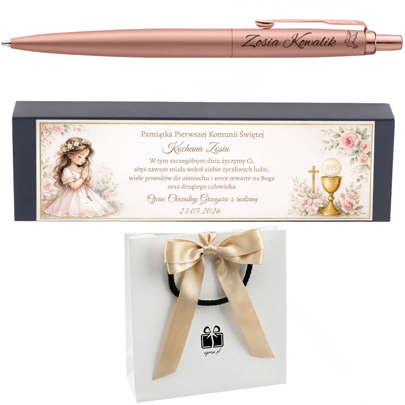 Długopis Parker Jotter XL Pink Gold z grawerem – elegancki prezent na Pierwszą Komunię Świętą