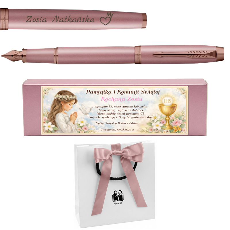 Pióro wieczne Parker IM Rituals Mauve z grawerem – pamiątka I Komunii Świętej dla dziewczynki