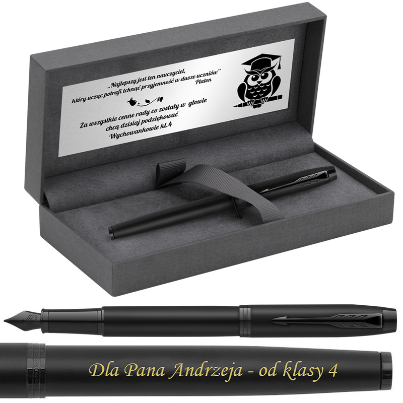 Prezent dla nauczyciela: Pióro Parker IM Achromatic z grawerem