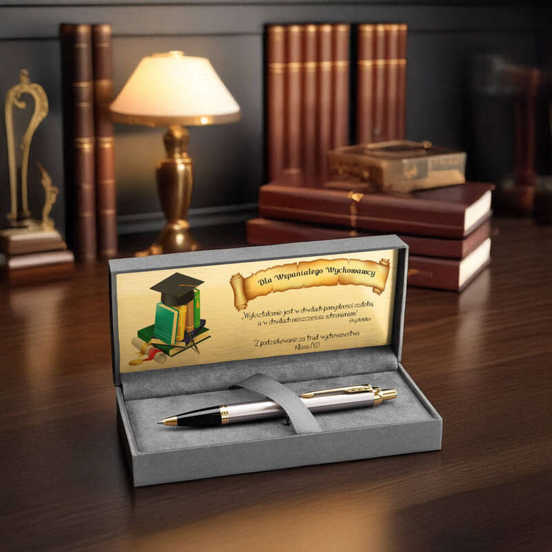 Długopis Parker IM Brushed Metal GT 23K z grawerem i tabliczką