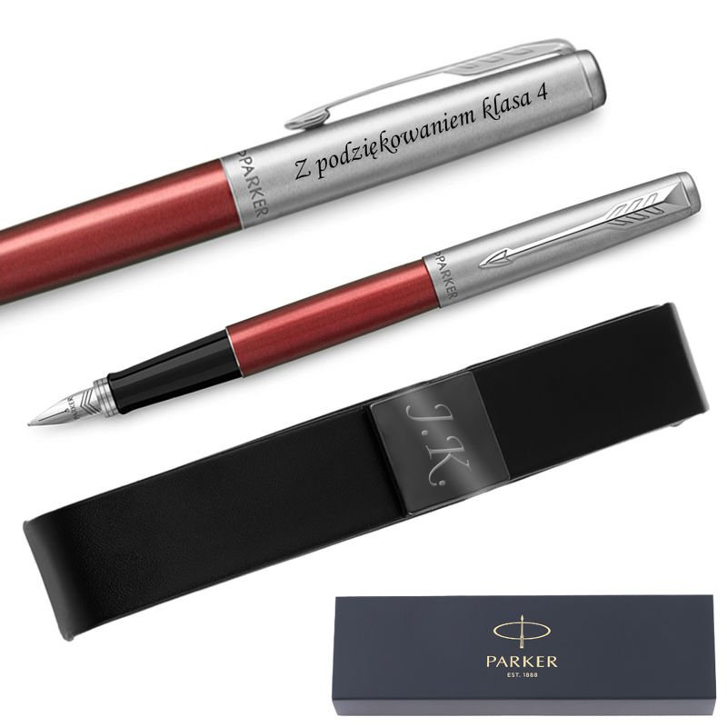 Parker Jotter Kensington czerwone CT pióro z etui i grawerem