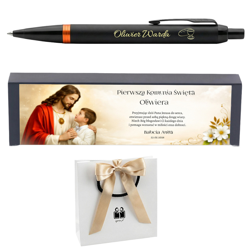 Długopis Parker IM Professional Vibrant Flame Orange z grawerem – elegancki prezent na Pierwszą Komunię Świętą