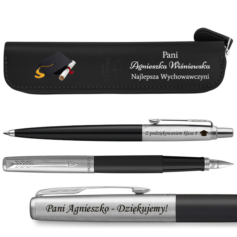 Zestaw Prezentowy Parker Jotter Czarny – Pióro + Długopis z Grawerem + Etui z Nadrukiem UV