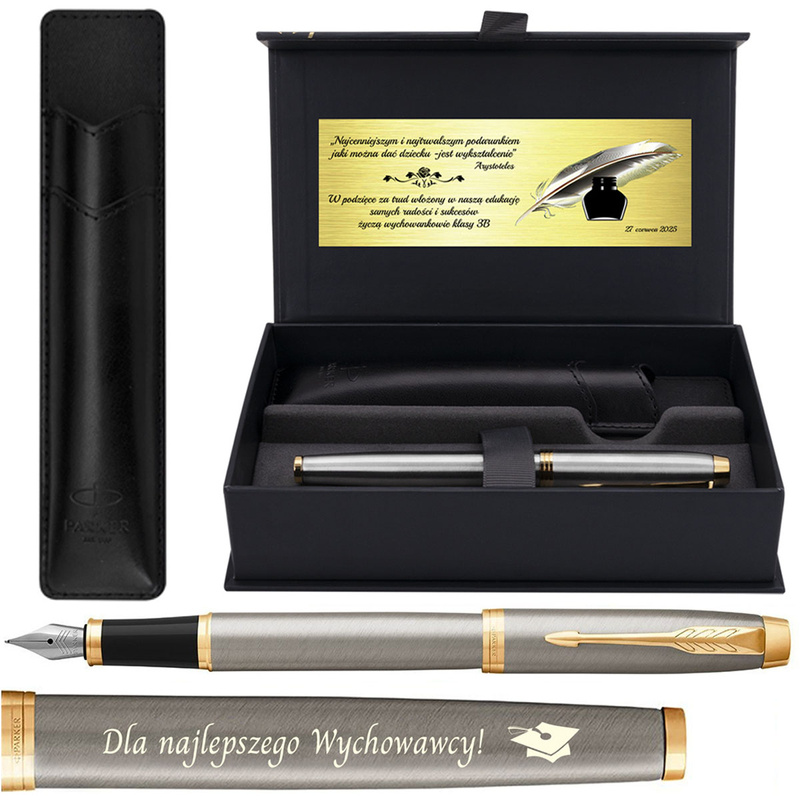 Pióro Parker I.M. Brushed Metal GT – Perfekcja w każdym detalu/ Grawer/ Etui ochronne