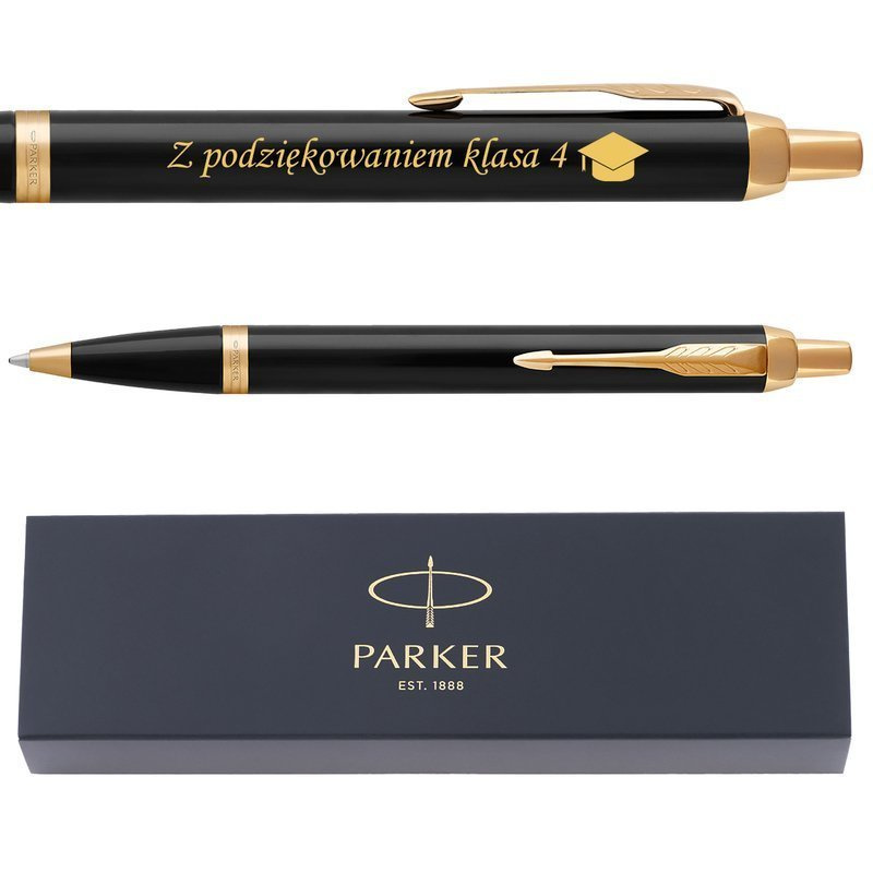 Długopis Parker IM Czarny GT z grawerem laserowym 23K, etui